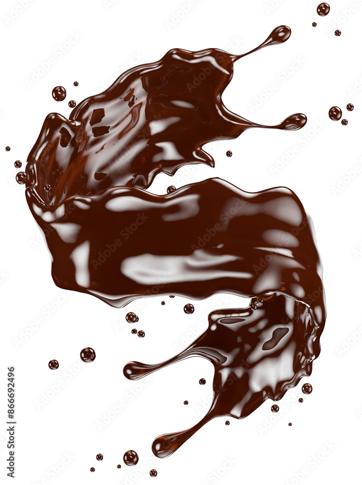 chocolate splash isolated on a white background. Clipping path. 3d render chocolate splash isolated on a white background. Clipping path. 3d render