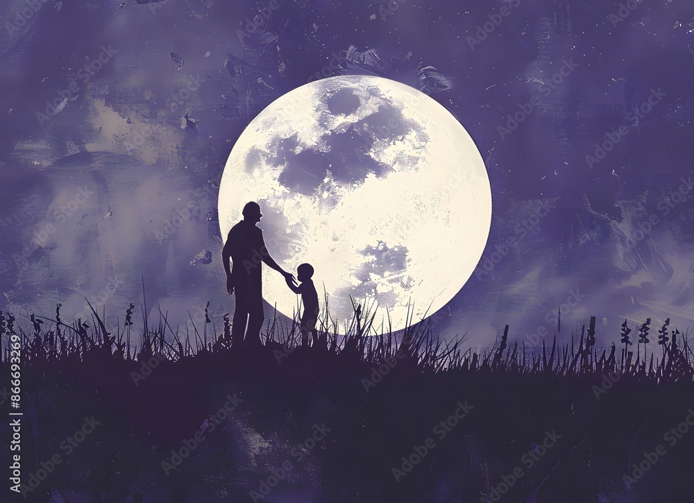 silhouette of an adult person speaking to the child,Guru Purnima festival silhouette of an adult person speaking to the child,Guru Purnima festival