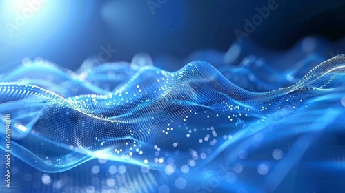 Abstract blue technological background with dynamic digital waves.