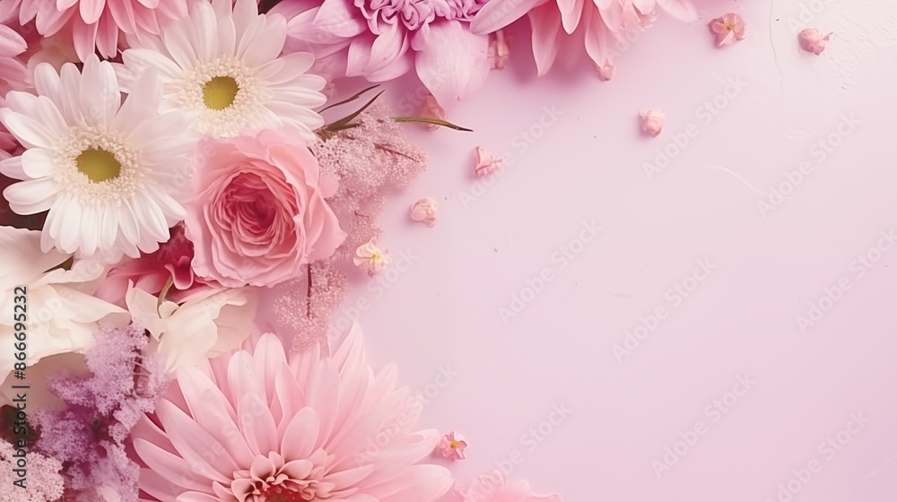 Mother's Day flowers mock up flatlay.