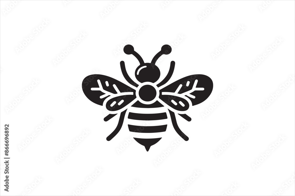 Bee silhouette black vector flat illustration Bee silhouette black vector flat illustration