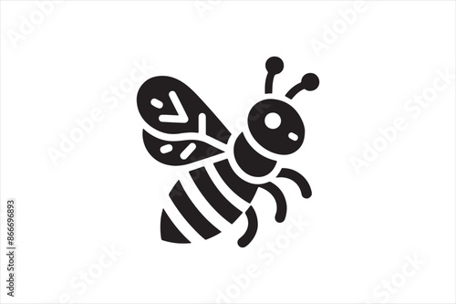 Bee silhouette black vector flat illustration