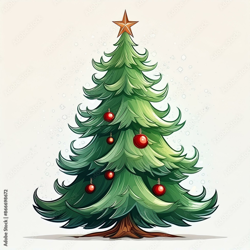 Christmas tree illustration, isolated Christmas tree illustration, isolated