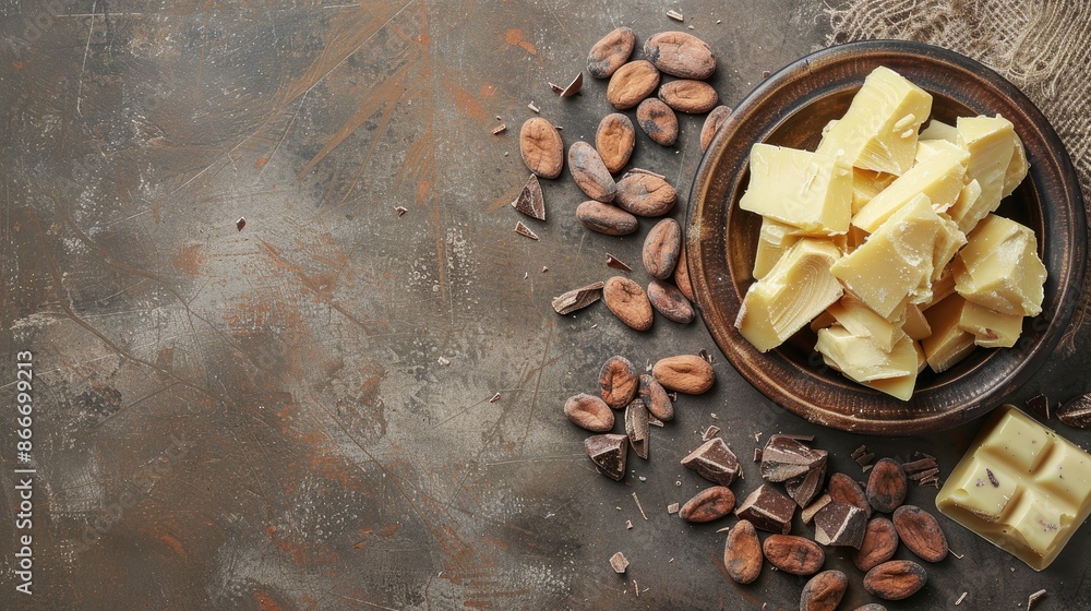 Organic cocoa butter with blank space for text Organic cocoa butter with blank space for text