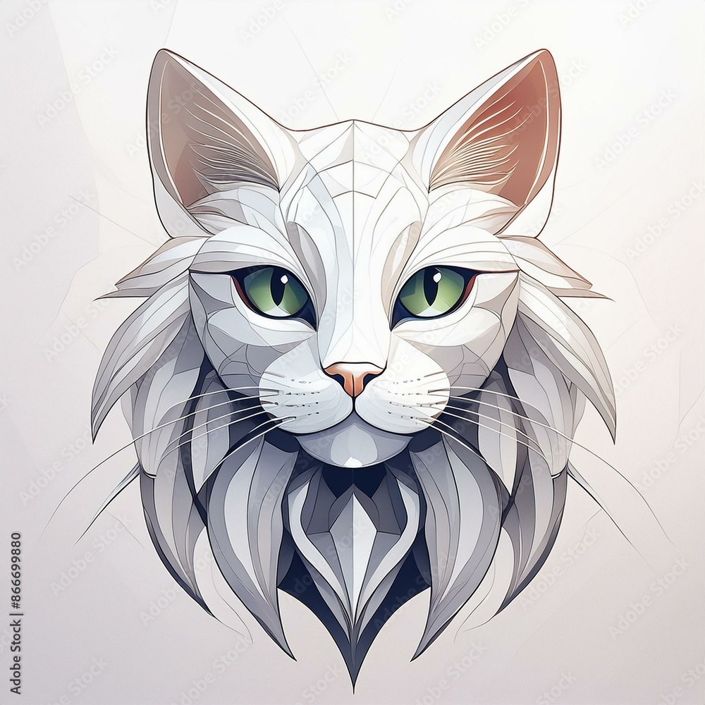 Fototapeta premium illustration of a low poly cat on a white background