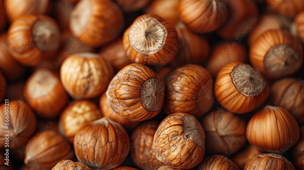 A close-up image featuring a multitude of hazelnuts with their shells in sharp focus, emphasizing the detailed texture and natural rustic appearance of the nuts. A close-up image featuring a multitude of hazelnuts with their shells in sharp focus, emphasizing the detailed texture and natural rustic appearance of the nuts.