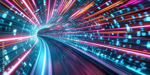 Visualizing conceptual speed data transfer through virtual tunnels