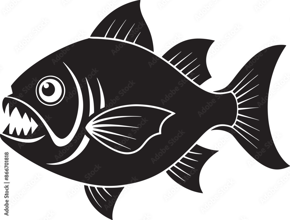 illustration of a piranha fish black and white illustration of a piranha fish black and white