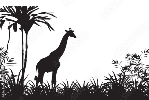 silhouette of a giraffe in the Jungle