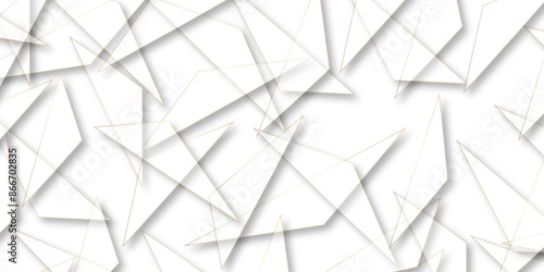 Abstract background with liens and triangles shape on white background. White and grey geometric overlapping rectangle pattern Geometric background soft shadows as patten ..White polygon textured .