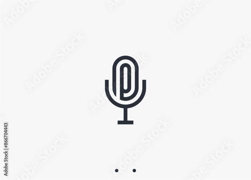 letter p with microphone logo design vector silhouette illustration