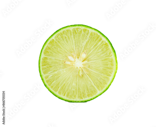 Green lime cut isolated on white background with transparent.