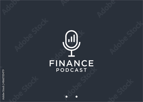podcast finance logo design vector silhouette illustration