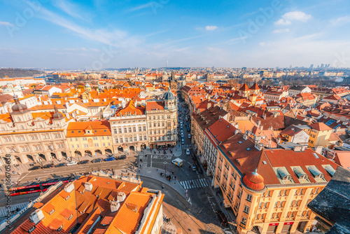 Wallpaper Mural View of the city of Prague and the Vltava river from St Nicholas Church at Mala Strana (Kostel sv. Mikulase) in Prague, Czech Republic. Torontodigital.ca