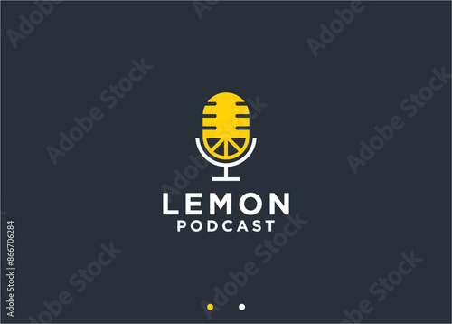 podcast lemon logo design vector silhouette illustration