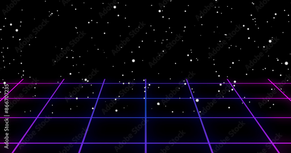 Retro style colorful grid moving with stars in background. 90s synthwave game loading animation. VHS lo-fi style music night club galaxy flyer. Electronic party vintage leisure games pop art. Retro style colorful grid moving with stars in background. 90s synthwave game loading animation. VHS lo-fi style music night club galaxy flyer. Electronic party vintage leisure games pop art.