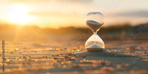 Hourglass silhouette marks passage of time symbolizing the fleeting nature of life. Concept Time passing, Hourglass silhouette, Symbolism, Life's impermanence, Fleeting moments