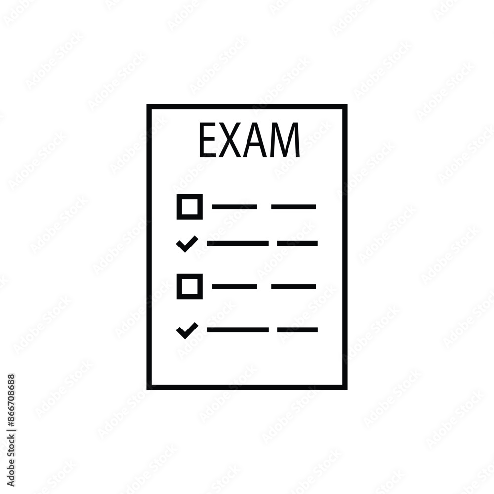 thin line examination list minimal icon. flat stroke style trend modern doc logotype graphic linear art design isolated on white. concept of easy answers to thin line examination list minimal icon. flat stroke style trend modern doc logotype graphic linear art design isolated on white. concept of easy answers to