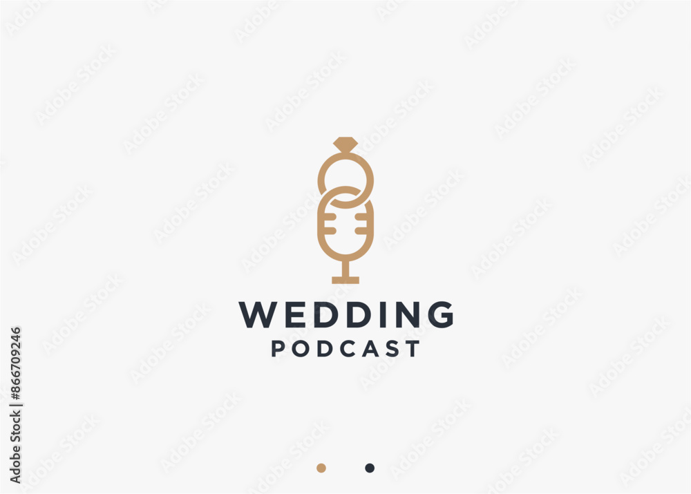 Obraz premium wedding podcast logo design vector silhouette illustration