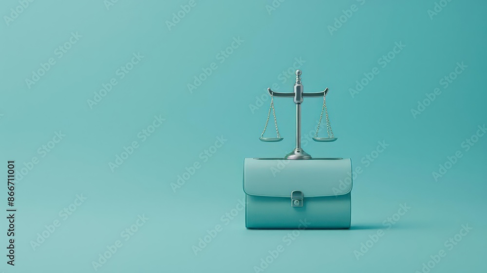 A conceptual image of prosecution with courtroom symbols and a prosecutors briefcase, isolated on a clean backdrop with room for text A conceptual image of prosecution with courtroom symbols and a prosecutors briefcase, isolated on a clean backdrop with room for text