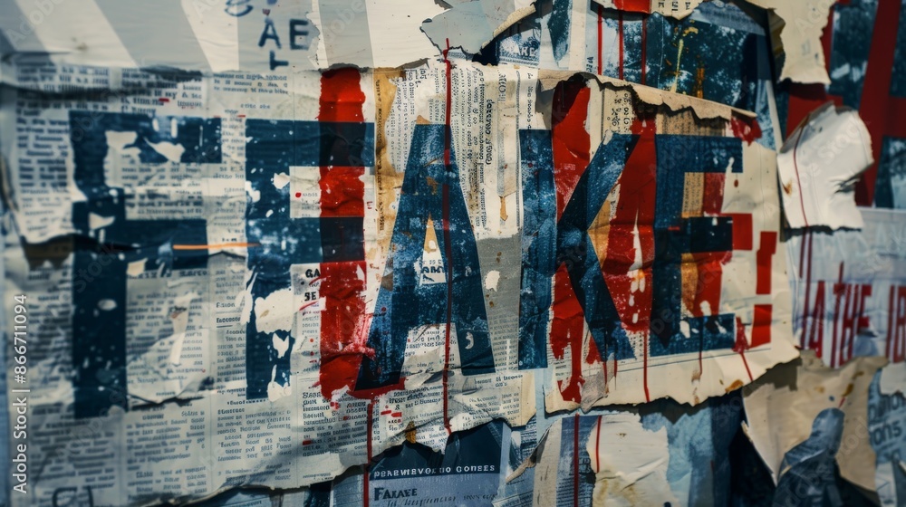 Fototapeta premium Collage composition of newspaper clippings with the inscription 