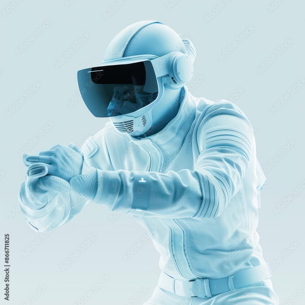 A detailed depiction of a scout using advanced analytics and virtual reality to evaluate players, isolated with room for text on a clean backdrop A detailed depiction of a scout using advanced analytics and virtual reality to evaluate players, isolated with room for text on a clean backdrop