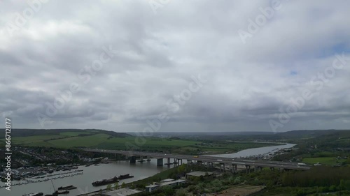 Aerial View of Strood Town of Rochester, Kent, England United Kingdom. April 20th, 2024 photo