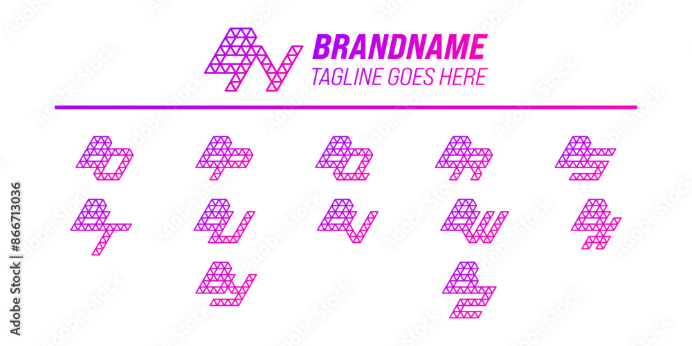 Letters BN BO BP BQ BR BS BT BU BV BW BX BY BZ Polygon Logo Set Letters BN BO BP BQ BR BS BT BU BV BW BX BY BZ Polygon Logo Set