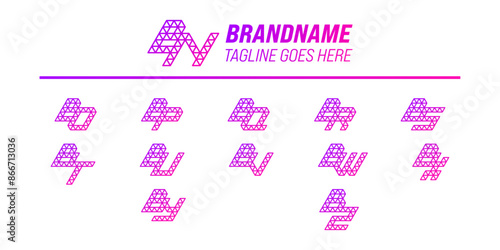 Letters BN BO BP BQ BR BS BT BU BV BW BX BY BZ Polygon Logo Set