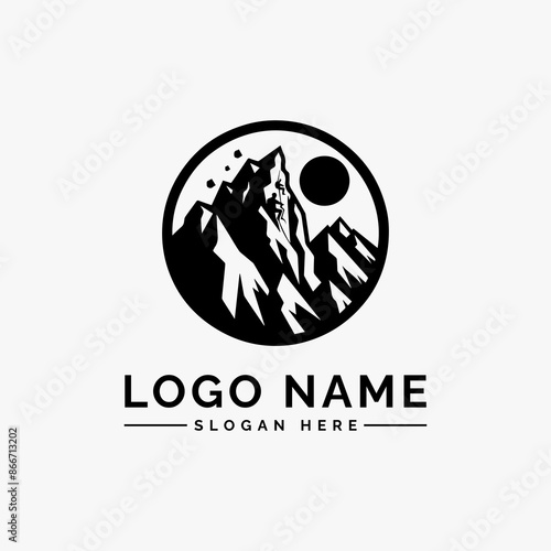 rock mountain climbing vector logo