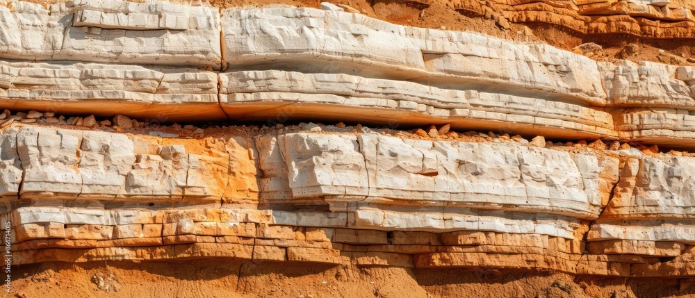 A detailed image of geology with rock layers and mineral formations, perfect for an earth sciences banner with ample copy space A detailed image of geology with rock layers and mineral formations, perfect for an earth sciences banner with ample copy space