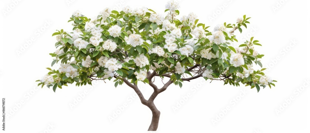 A vibrant depiction of a silverbell tree with delicate white flowers, perfect for a botanical theme isolated on a white backdrop A vibrant depiction of a silverbell tree with delicate white flowers, perfect for a botanical theme isolated on a white backdrop