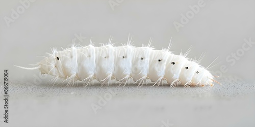 Commercially bred silk cocoon from the domesticated silkworm moth Bombyx mori. Concept Silk Production, Sericulture, Bombyx Mori, Silk Fibers, Textile Industry photo