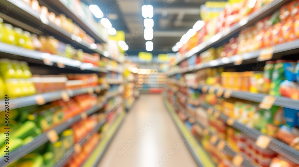 A supermarket scene with a blurred background A supermarket scene with a blurred background