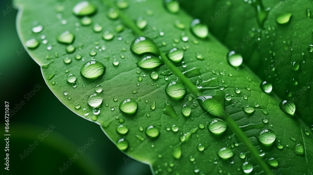 Water drops on green leaf abstract background. Raindrops, water on leaf. Fresh, juicy, beautiful tree leaf close-up. Summer, nature background. Water drops on green leaf abstract background. Raindrops, water on leaf. Fresh, juicy, beautiful tree leaf close-up. Summer, nature background.