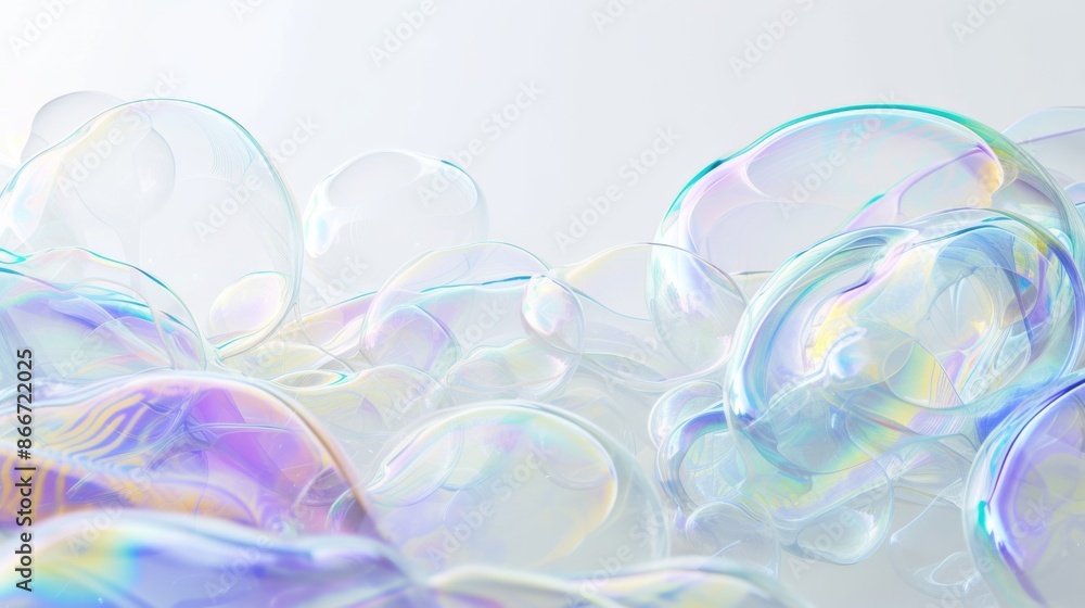 An abstract pattern of soap bubbles on a white background An abstract pattern of soap bubbles on a white background