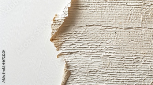 A piece of white textured cardboard intended for recycling placed against a neutral background