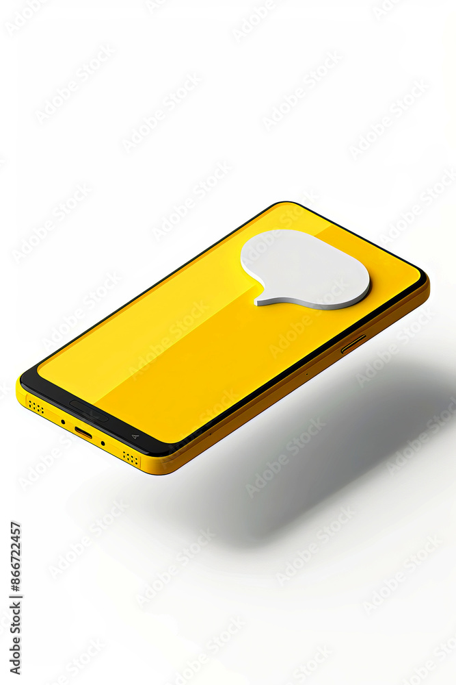 A smartphone with a speech bubble on the screen A smartphone with a speech bubble on the screen