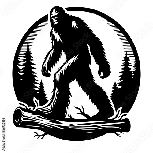 Bigfoot silhouette vector. Bigfoot silhouette isolated on a white background. Bigfoot silhouette t-shirt design Vector illustration.