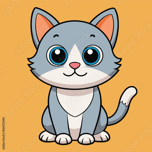 Cute Cat Cartoon Vector Icon Illustration.