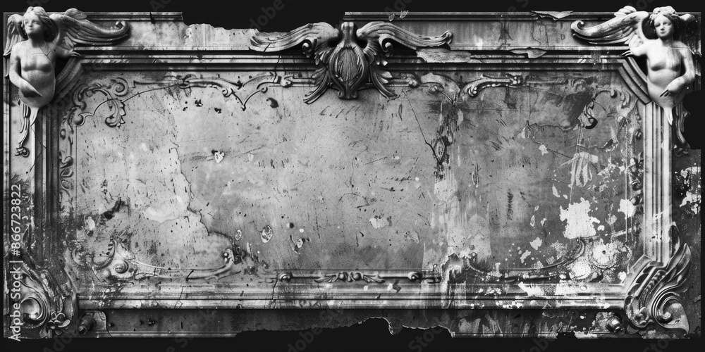 Fototapeta premium A classic black and white photograph of a urban wall with textures and patterns