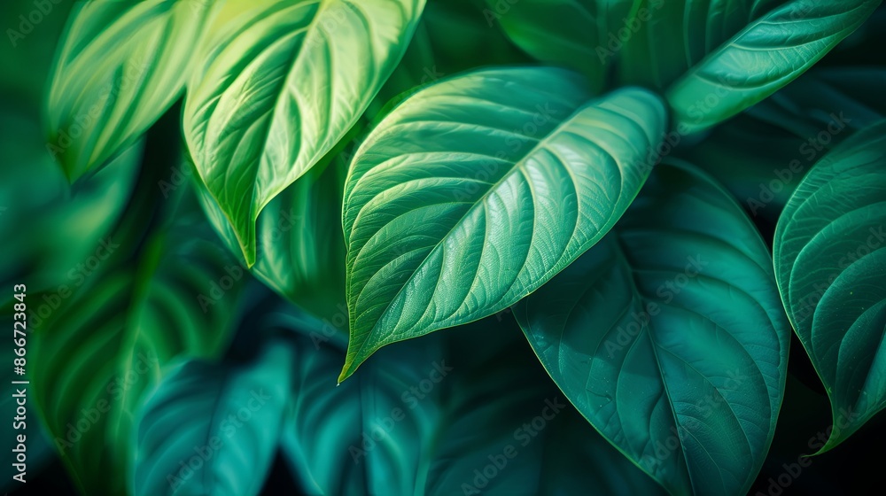 Green tropical plant close-up Green tropical plant close-up