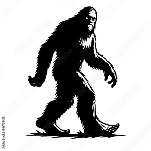 Bigfoot silhouette vector. Bigfoot silhouette isolated on a white background. Bigfoot silhouette t-shirt design Vector illustration.