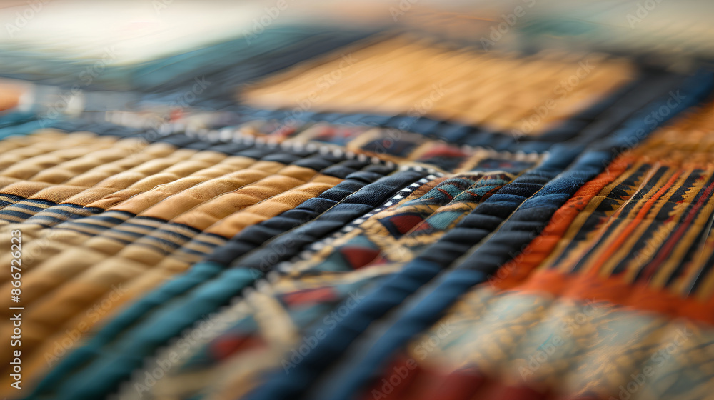 A beautifully crafted quilt featuring intricate patterns A beautifully crafted quilt featuring intricate patterns