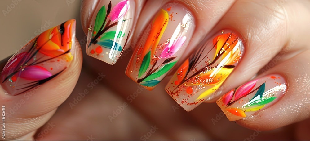 rainbow summer design nail art manicure rainbow summer design nail art manicure