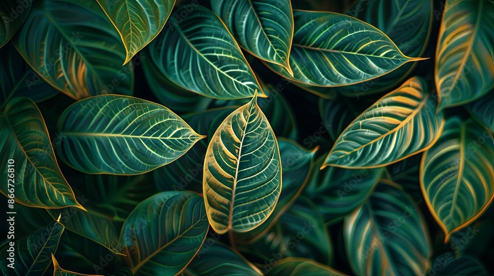 Green tropical plant close-up Green tropical plant close-up