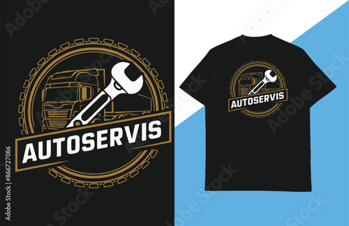 Auto servis t-shirt design, vector, typography