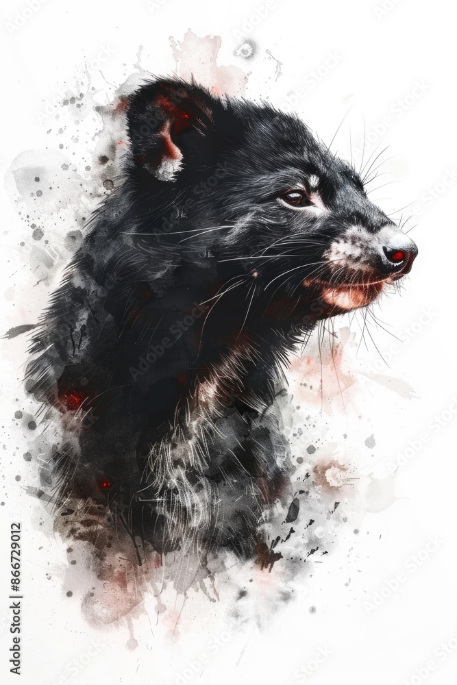 A whimsical illustration of a black and white animal, perfect for children's books or editorial use A whimsical illustration of a black and white animal, perfect for children's books or editorial use