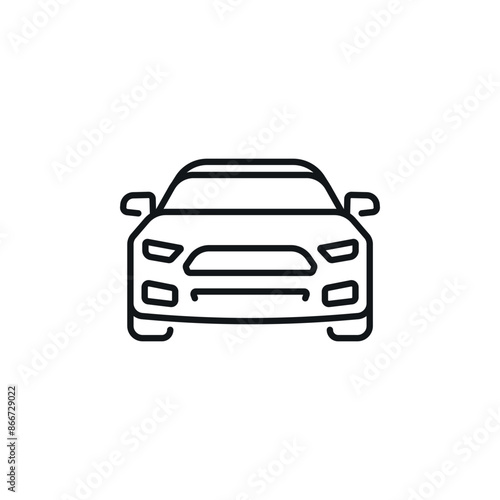 Sports car from front linear icon. Line customizable illustration. Contour symbol. Vector isolated outline drawing. Editable stroke