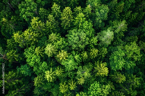 Aerial view of forest, showcasing�ecosystem health.